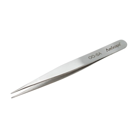 Amscope High Precision 4 1/2 in. Straight Flat Edge Tweezers TW-032
